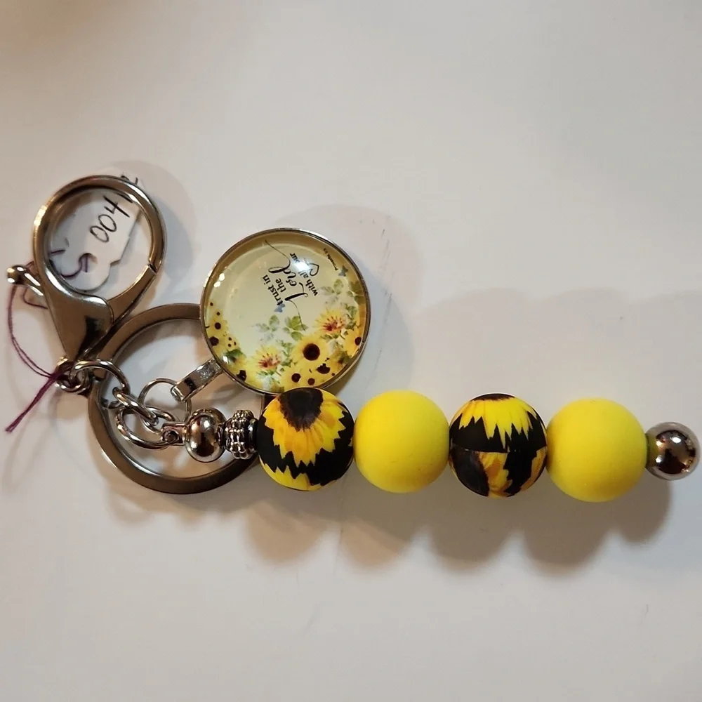 Hand Crafted Purse Charm Key Chain Yellow Trust in the Lord Pendant 5 1/2 in.